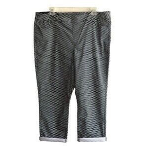 Mario Serrani Comfort Stretch Capri Pants Navy White Diamond XL Roll Cuff